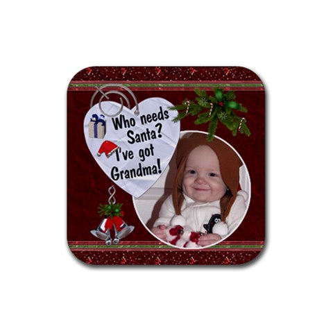 Santa Grandma Christmas Coaster By Lil Front