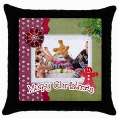 merry christmas - Throw Pillow Case (Black)