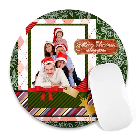 Merry Christmas By Betty 8 x8  Round Mousepad - 1