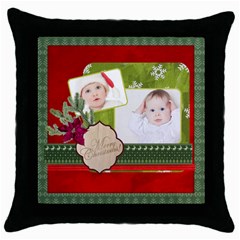 merry christmas - Throw Pillow Case (Black)