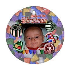 Babys First Christmas Two Sided - Round Ornament (Two Sides)