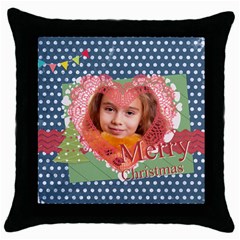 merry christmas (5 styles) - Throw Pillow Case (Black)