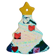 Christmas tree with  hearts ( your photo , text) - Christmas Tree Ornament (Two Sides)