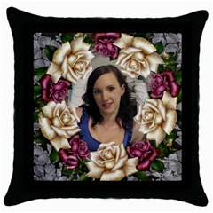 Roses and Lace Throw Pillow - Throw Pillow Case (Black)