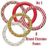 5 Round Christmas Frames - Set 1