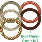 5 Round Christmas Frames - Set 2
